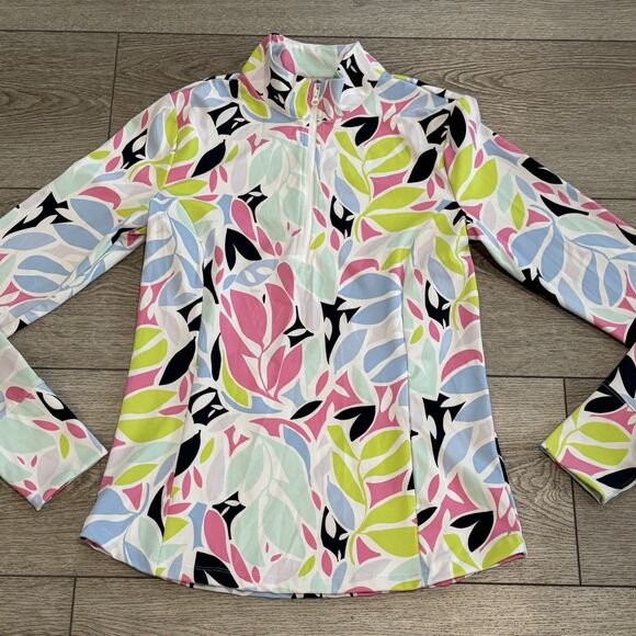Tommy Bahama Golf 1/4 Zip Pullover Top Floral Women's Small Active Wear Colorful - Picture 1 of 9